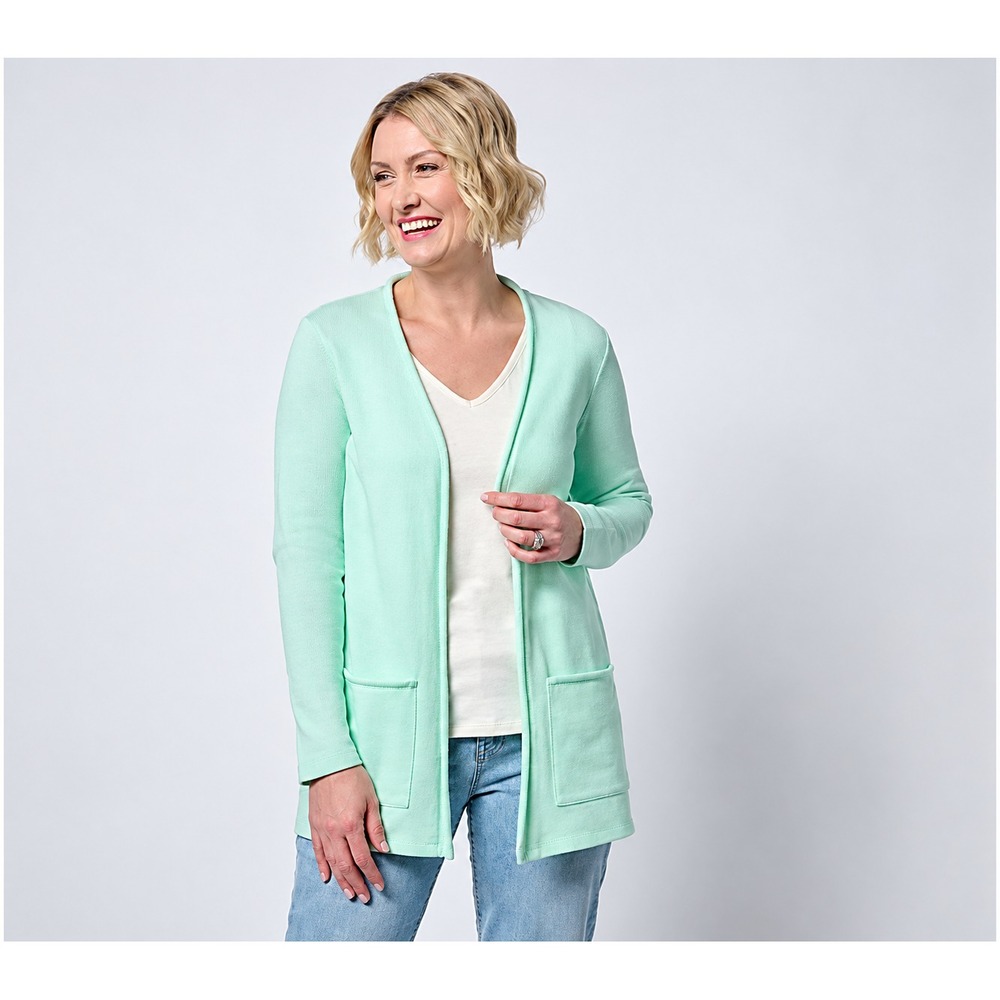 Belle Beach by Kim Gravel Seaside Sweats Rolled Edge Beach Cardigan seafoam,Smal
